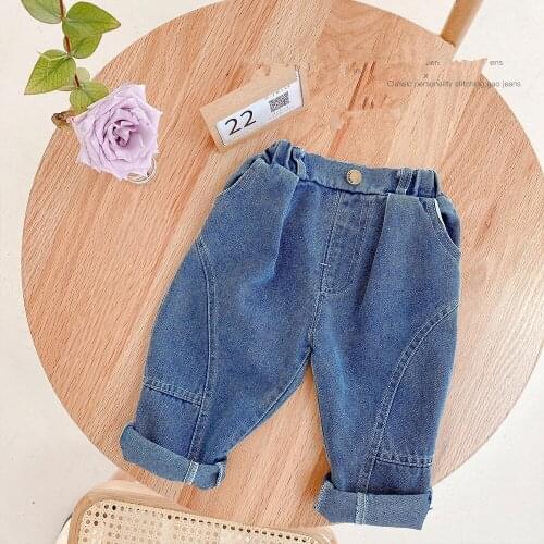 Childrens Jeans 2021 New Baby Boys Solid Casual Loose Denim Pants Kids Trousers New Arrival High Quality Jeans for Boy 2-7 Y