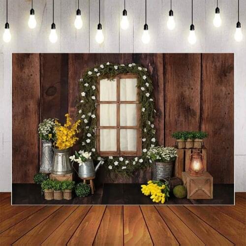Mehofond Spring Autumn Photography Background Green Plant Flower Vintage Wooden Wall Decorate Photocall Photophone Photo Studio