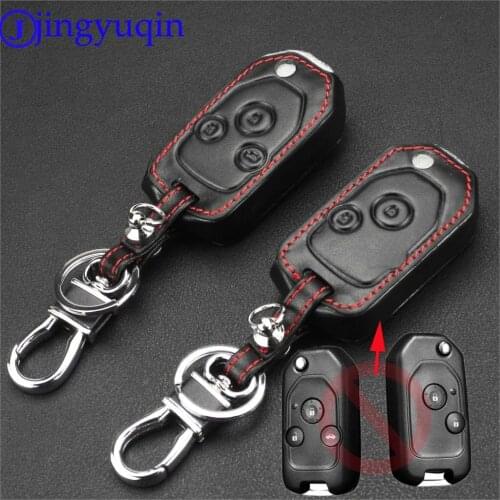 Jingyuqin 2/3 button remote control car key leather cover FOR Honda Accord suitable Odyssey Civic Folding Flap Key Case