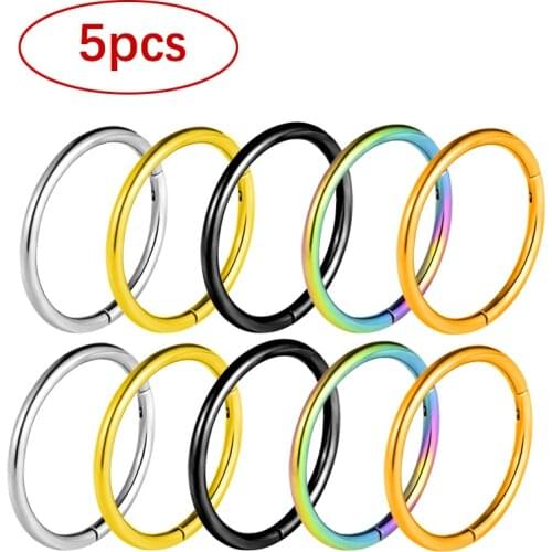 Punk Hinged Septum Clicker Segment Nose Ring Lip Ear Cartilage Ear Helix Body Piercing Jewelry Surgical Steel Small Ring Hoop