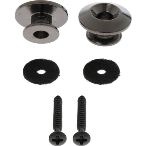 2 Pieces Black Strap Button with Mounting Screw for Electric Guitar Bass Ukulele Mandolin Strap Lock Straplock Button