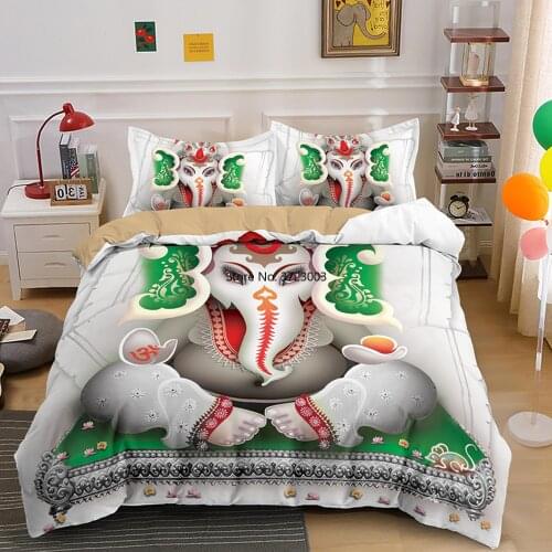 Vintage Master Ganisha Buddha Pattern Bedding Set 3D Digital Printed Down Quilt Cover Pillowcase Single Double King Queen Size