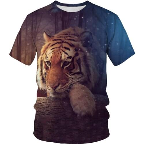 Summer Animal Tiger face Mens T-shirt 3D print Loose lion casual majestic fashion Tshirt Harajuku Oversized t-shirt