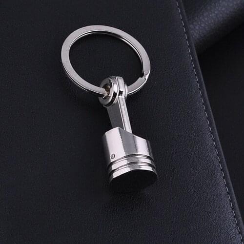 Metal Engine Piston Key Ring High Quality for Men Women Creative Car Modification Engine Silvery Chrome Keychain Jewelry Gifts