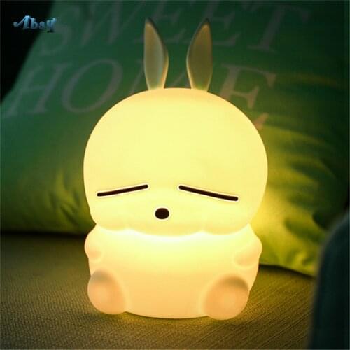 Lovely Mashimaro Silicone Kids Night Light Led Touch Control Children Room Bedside Night Lamp Birthday Gift Colorful Lights