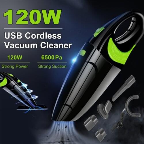 6500Pa Powerful Wireless Car Vacuum Cleaner Portable Handheld 120W USB Cordless Wet&Dry Use Rechargeable Home Car Vacuum Cleaner