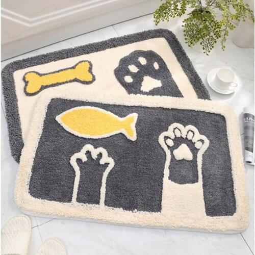 Cartoon 3D Animal Claw Shape Home Flocked Door Mat Doorway Bathroom Absorbent Non-slip Rug