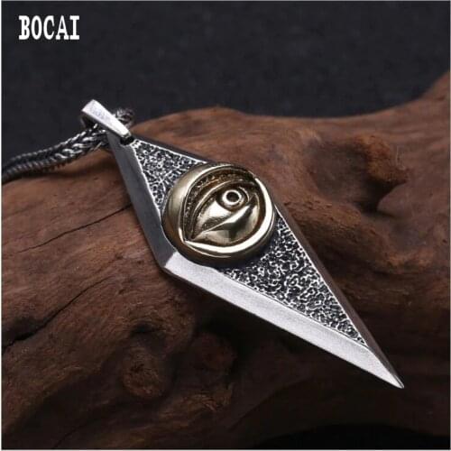 100% true 925 solid sterling silver jewelry Men personality demon eye pendant Thai silver retro exaggerated personality pend