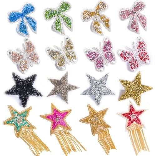 Rhinestone Patches Iron On For Clothing Repair Decoration Patches For Jeans Jackets Backpack Shoes Rhinestone Shiny Pattern 7pcs