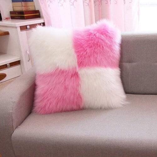 Mixed color European Plush Pillow Case Wool Cushion Cover Faux Fur Sofa Bed Pillowcase Cover Christmas Pillow Cover