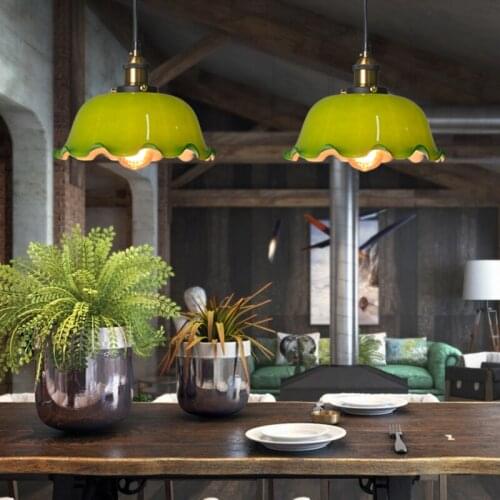 Nostalgia art vintage style Restaurant Bar Cafe green glass pendant light