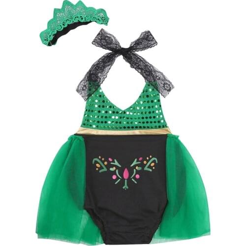 New Toddler Sleeveless Mesh Romper with Bow Hair Ornament, Sequin Decoration Princess Summer Clothing