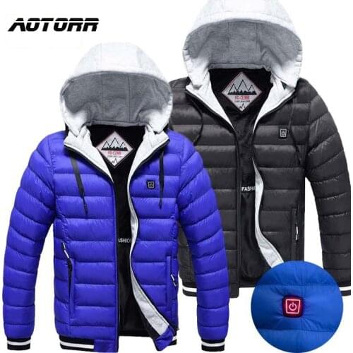 Hooded Heated Parka Male Waterproof Warm Jackets Outdoor Work Temperature Coat 2021 New Casual Men Windbreak Jackets Streetwear