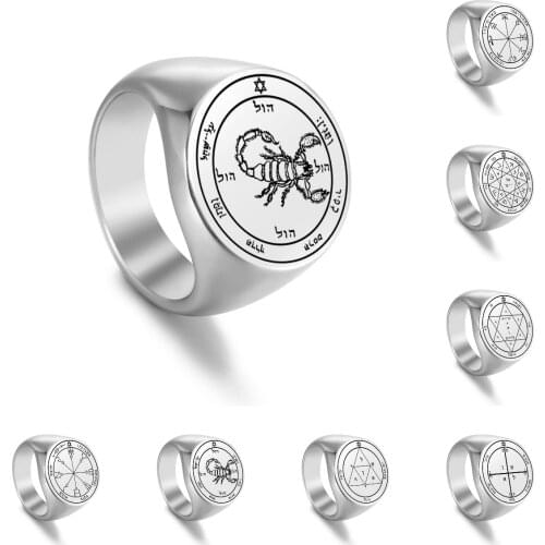 Top-quality Mars Pentacles Seal Gothic Punk Rings Retro Massive Male Finger Ring Scorpion Pattern Jewelry for Women Bague Femme