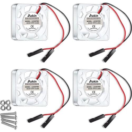 4PCS 30x30x7mm 3007 Transparent Brushless CPU 3.3V 5V Cooling Fan for Raspberry Pi 4 Model B, 3 B+, Pi 3, Pi 2, Pi 1 B