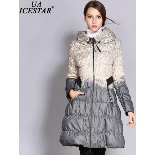 UAICESTAR Brand Fashion Long Straight Winter Down Jacket Women High Quality Casual Parkas Coat Wave Point Slim Stylish Outerwear