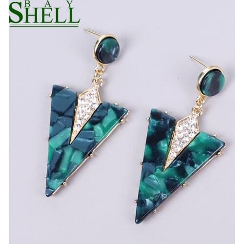 Shell Bay Small Drop Earrings Jewelry For Women Acrylic Earrings Green Fashion Earrings Cute Rhinestone Earring Earings Boho