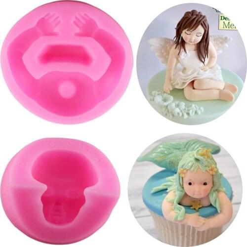 Baby Head Arms Silicone Mold DIY Party Fondant Cake Decorating Tools Cupcake Topper Candy Clay Chocolate Gumpaste Jelly Molds