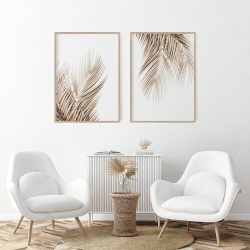Nordic Wall Art Golden Palm Leaf Plant Canvas Painting Poster Print Botanical Scandinavian Decoration Picture Artwork Home Decor