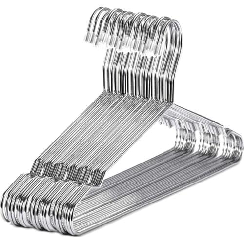 Hangers Stainless Steel 40 cm 20Pcs Hangers for Clothes Standard Notched Hanger Space Saving