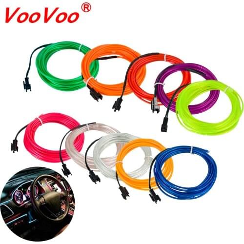 VooVoo 2Meters Atmosphere Lamps Car Interior Ambient Light Cold Light Line DIY Decorative Dashboard Console Door Car Styling 2M