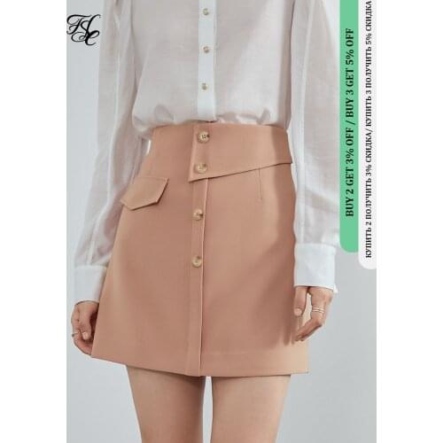 FANSILANEN Elegant button up black a-line skirt Women office lady white short summer skirt Female casual pink high waist skirt