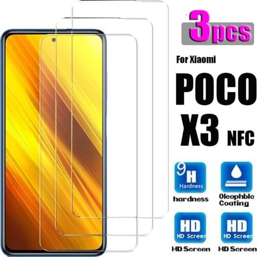 3Pcs Tempered Glass Screen Protectors for Xiaomi Poco X3 NFC Screen Protector Film Explosion Proof HD Glass film for Poco X3