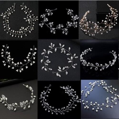 Fashion Women Simple Crystal Pearls Wedding Bride Bridal Bridesmaid Prom Party Headband Hairpin Clip Barrettes Accessories