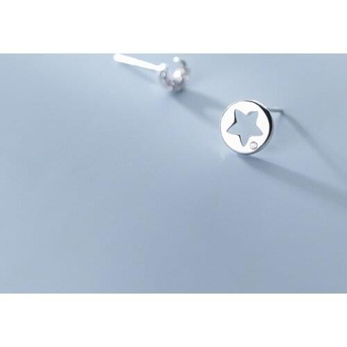 Hollow Star Moon Stud Earring For Women 2021 Trend New Asymmetry Short Ear Ring Pavé Crystal Crescent Contracted Female Jewelry