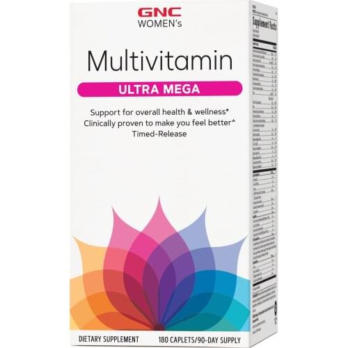 Womens Multivitamin Ultra Mega 180 Caplets Multivitamin Calcium Magnesium Immune support Brain health Beauty FREE SHIPPING