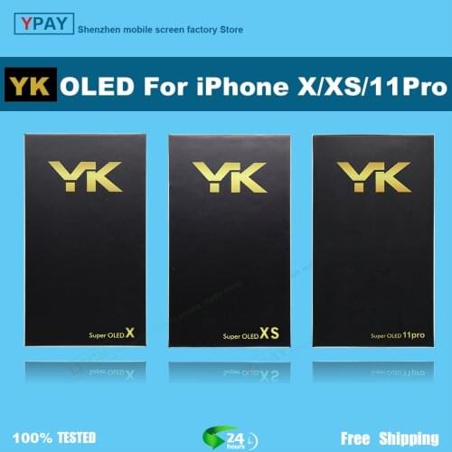 YK OLED For iPhone X Xs 11Pro LCD Display Touch Screen Digitizer Assembly Tested No Dead Pixel Replacement LCDs + GIFTS