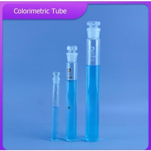 1pcs 10ml,25ml,50ml 100ml glass color comparison tubes colorimetric cylinder Nessler glasses tube with stopper