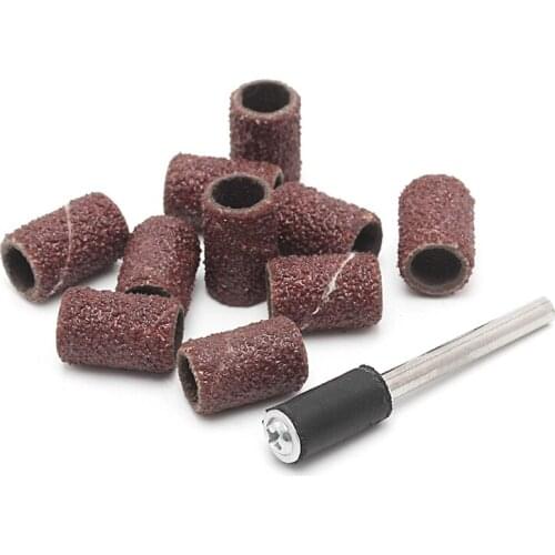 10Pcs 6mm Grit 80# Sanding Bands +3.17mm Mandrel Rotary Tool Nail Drill Bits
