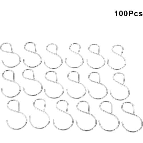 100 pcs Multipurpose Hanging Pot Pan Kitchen Storage Hanger S Shaped Metal Hooks Plants Jewelry Closet Clothing Home Organizer