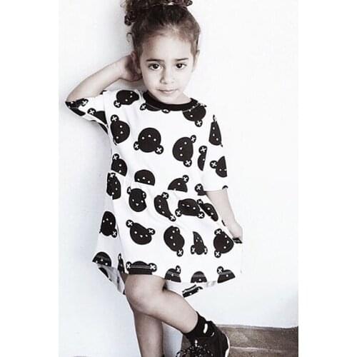 2020 summer style Baby Girls Dress cartoon bear Dress Kids Party Dress Children Casual Princess Dress baby clothing set