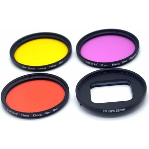4 in 1 52mm Red/Purple/Yellow Color Filter kit For GoPro Hero 7 6 5 Black screw free
