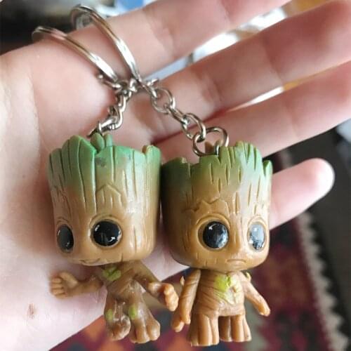 4 Styles Cute Cartoon Super Hero Groot Keychains Bag Pendant Key Ring For Women Kids Girls Tree man