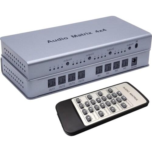 Audio Matrix Optical Digital Audio 4x4 Matrix 4 in 4 out Switch Converter Splitter Box fr TV STB DVD Player PC Amplifier Meeting