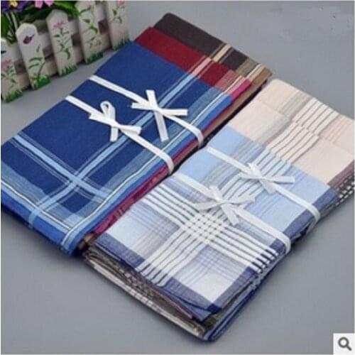 5 12pcs/lot New Cotton Classic Soft Comfort Plaid Man Square Handkerchief Ladies Cotton Handkerchiefs Vintage Tea Towels