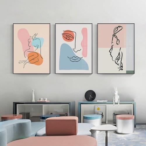 Abstract Woman Face Line Art Painting Modern Minimalist Line Art Poster Female Figure Canvas Prints Scandinavian Art Decor