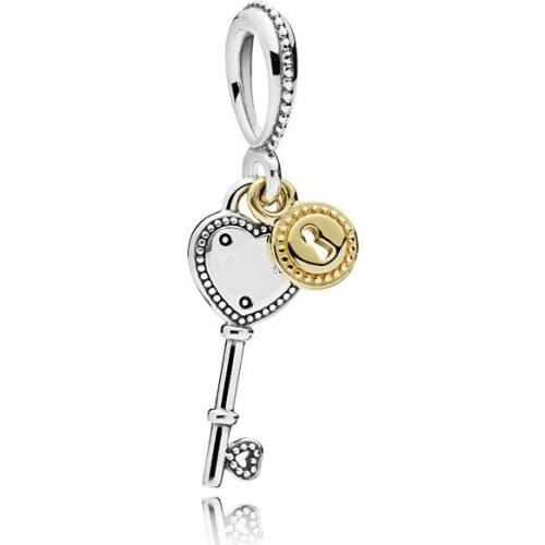 5PCS Vintage Metal Beads Heart Shape Key Lock Pendant For Jewelry Making DIY Handmade Decoration Love Lock Charm Girlfriend Gift