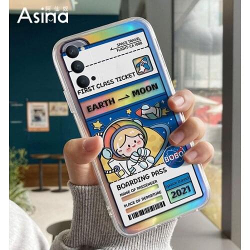 ASINA Laser TPU Case For OPPO Reno 3 4 5 Pro Shockproof Cute Cartoon Soft Cover Bumper For Find X3 Lite Fundas Girl