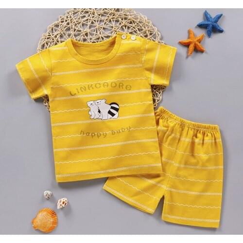Childrens Short Sleeve Suit Pure Cotton GirlsSummer Dress, Boys' Shorts Babies'Clothes Korean Childrens Clothes