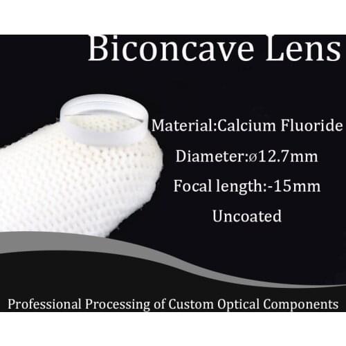 Calcium Fluoride Biconcave Lens D12.7mmF-15mm Pure White Glass High Precision Focusing Mirror