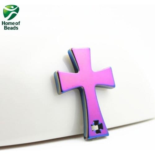 Fashion hot sale hematite rainbow Cross pendant accessories diy accessories HP1145