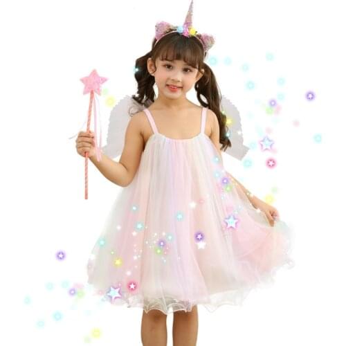 Halloween Girl Flower Fairy Rainbow Tutu Dress Tale Princess Costume Elves Birthday Party Purim Cosplay Fancy Dress