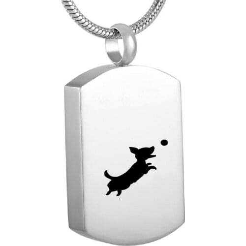 IJD9118 Teardrop Carved Pet Dog Pendant Cremation Souvenir for Ashes Urn Keepsake Memorial Necklace Jewelry