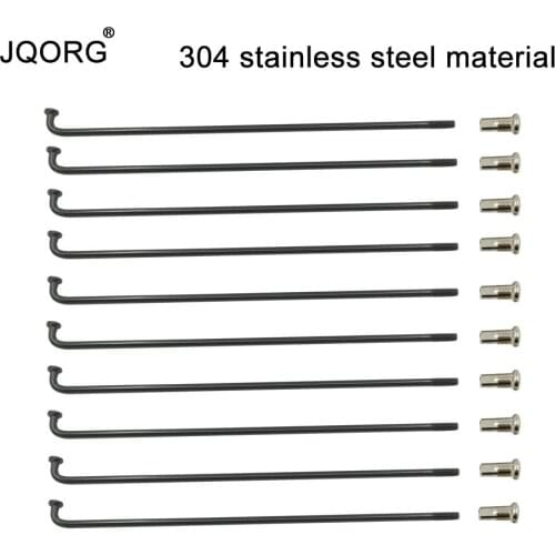 JQORG Electric Bike Spokes Diameter 2.6mm 304 Stainless Steel Black Color Electric Bicycle Wheel Spokes