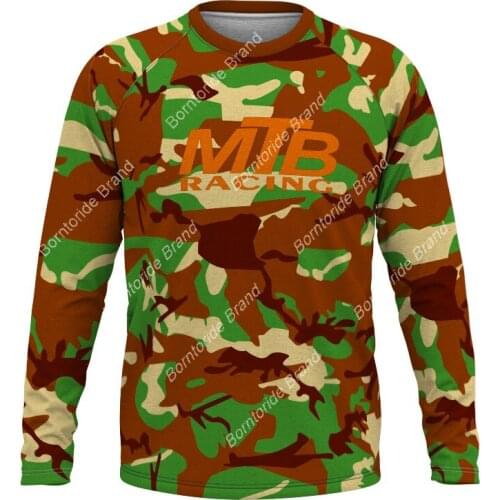 Camo Quality Long Cycling Jersey MTB Bicycle Shirt Bike Wear Road Breathable Sports Top Motocros Mountain jersey New 2021