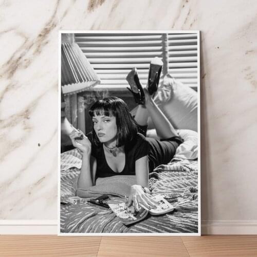 Pulp Fiction Poster Uma Thurman 1994 Vintage Prints Black White Classic Movie Photo Picture Retro Wall Art Canvas Painting Decor